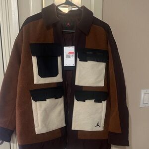 Jordan Men's Brown and Cream Bomber Jacket